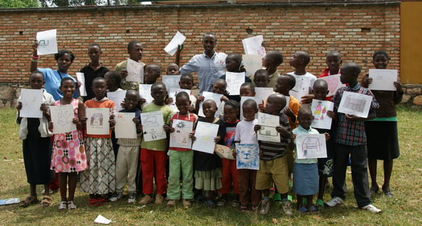 Kids Displaying their drawings